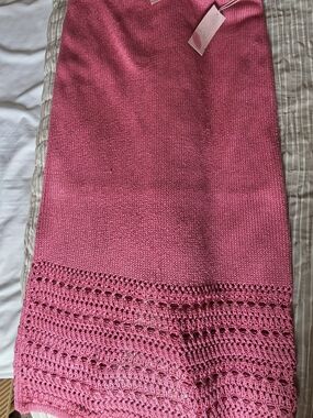 New York & Company Hot Pink Crochet-Hem Pencil Skirt